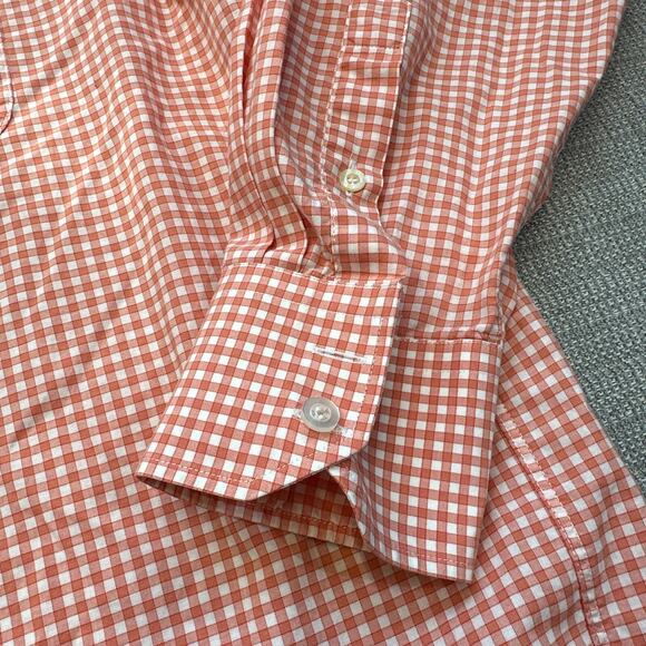 Lacoste Shirt Mens 44‎ US XL Orange White Check Gingham Button Up Long Sleeve* - Picture 11 of 11